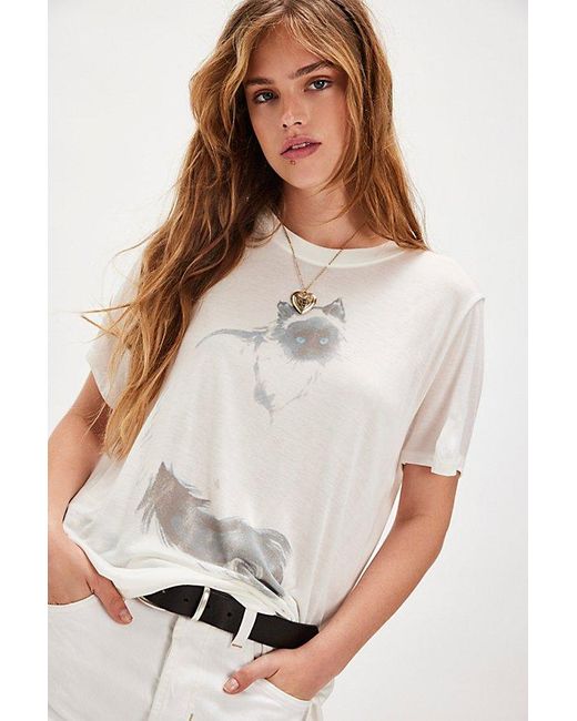 Junk Food White The Shadow Cat Tee By