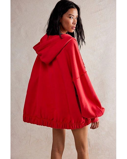Free People Red Lucky Zip-up