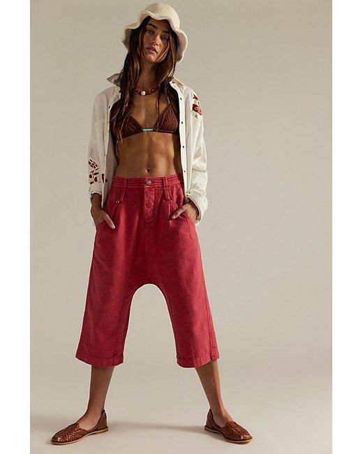 Free People Red Maven Crop Harem Pants