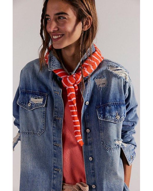 Free People Red Essential Triangle Striped Scarf