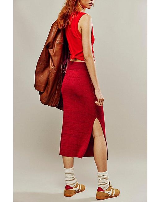 Free People Red Golden Hour Midi Skirt