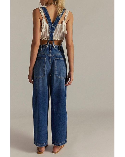 Free People Blue Berkley Suspender Jeans