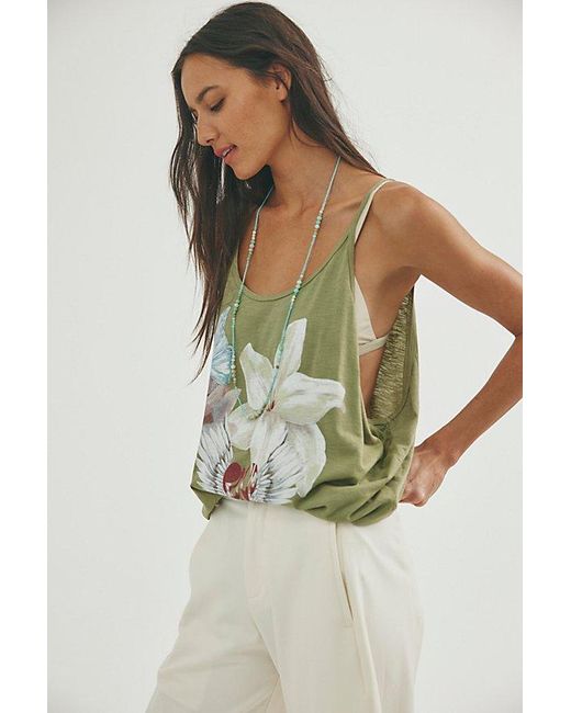 Free People Green Fp X Juliet Johnstone Shoreside Tank Top