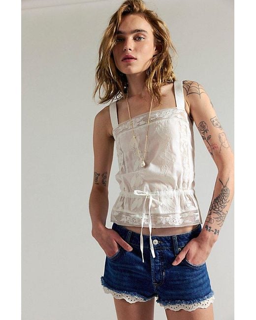 Free People Blue Cali Lace Shorties