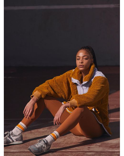 Free People Fall To Rise Fleece Quarter Zip in Blue | Lyst