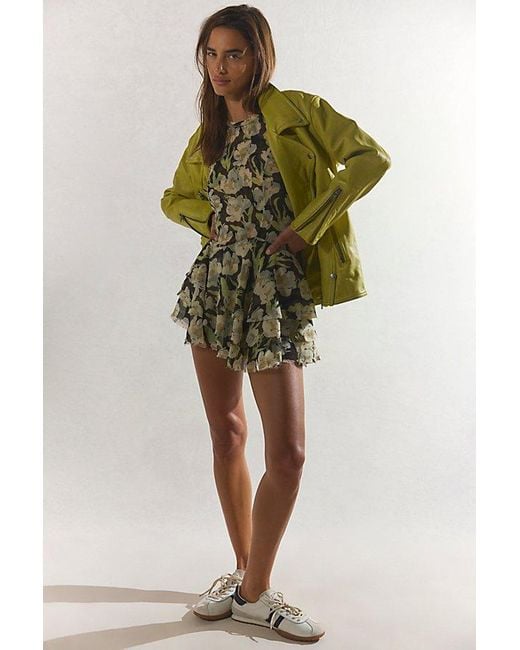 Free People Green Jealousy Leather Moto Jacket