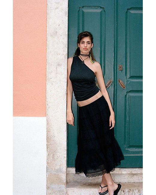 Free People Black Beach To Bar One-Shoulder Top
