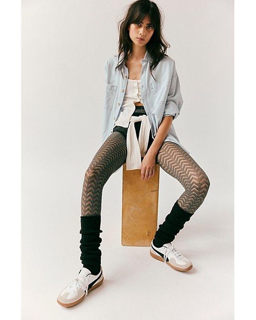Hansel From Basel Pointelle Chevron Tights Lyst UK