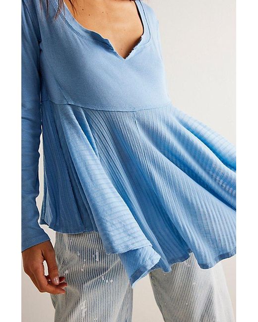 Free People Clover Babydoll Top At Free People In Bliss Blue, Size: Xs