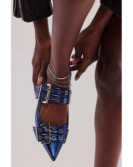 Jeffrey Campbell Blue Lilly Buckle Slingback Flats