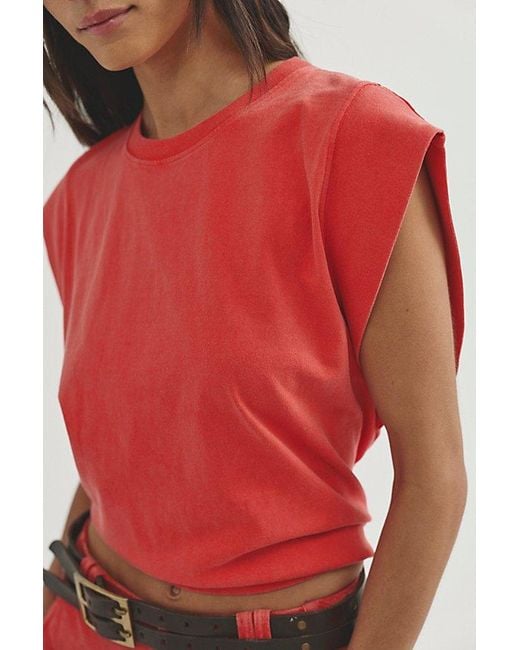 Free People Red Atlas Muscle Tee