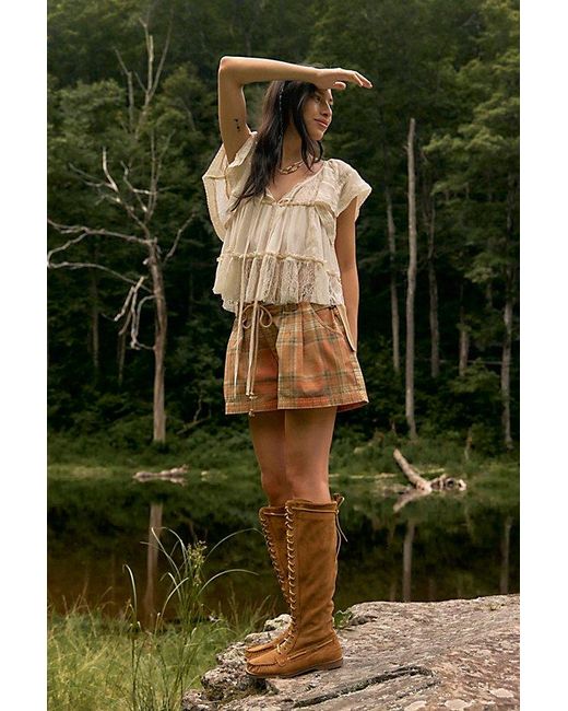 Free People Brown We The Free Julien Plaid Chino Shorts