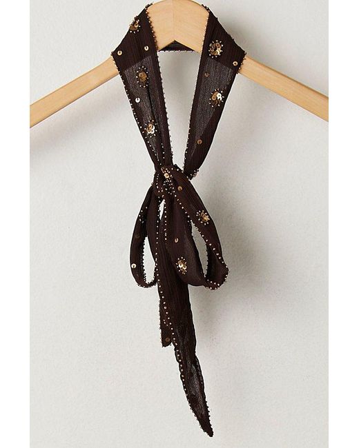 Free People Blue Tilly Skinny Embellished Scarf