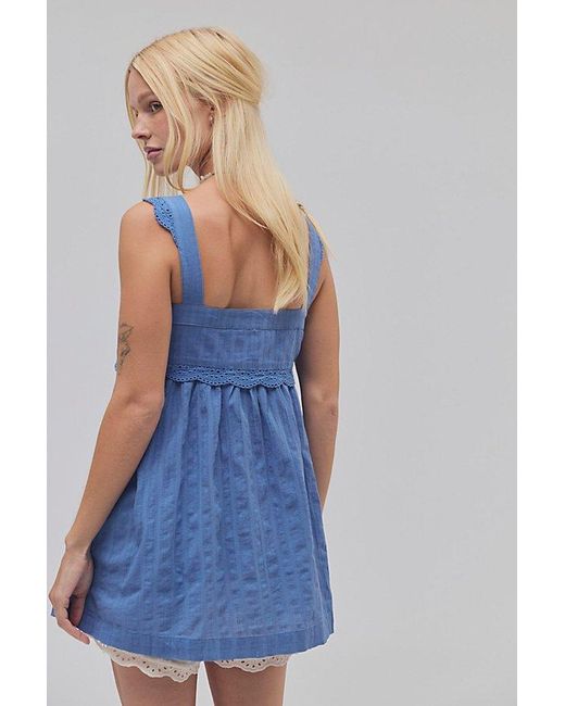 Free People Blue Farrah Embroidered Tunic
