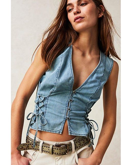 Free People Gray Sola Stud Belt At Free People In Matcha, Size: S/m