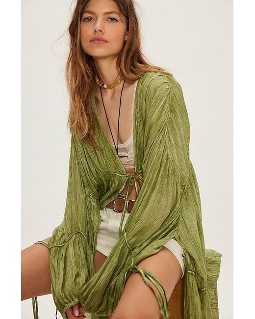 juliet duster tobacco Free People Juliet Duster Top in Green