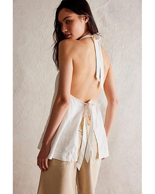 Free People Natural Scout Linen Halter Top