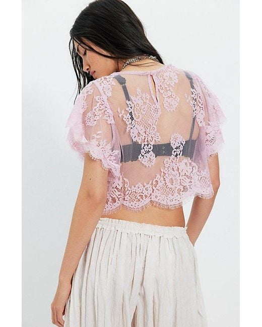 Free People Purple Lunar Ash Lace Top