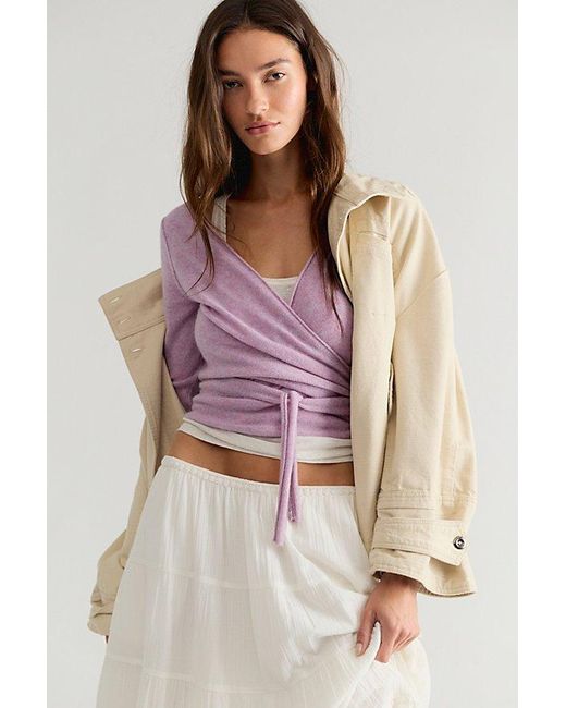 Free People Purple Cashmere Reversible Wrap Sweater