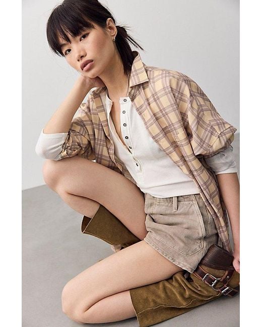 Free People Natural West Side Denim Micro Chino Shorts