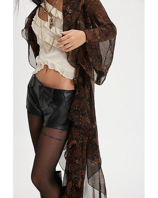 Free People Brown Alessia Vegan Micro Trouser Shorts