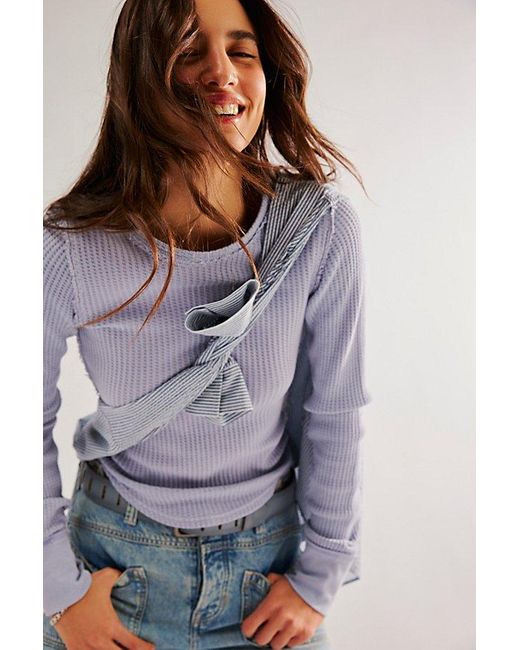 Free People Gray Roll With It Thermal At Free People In Icelandic Blue, Size: Small
