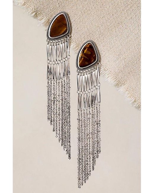 Free People Brown Talk Sweet Fringe Dangles