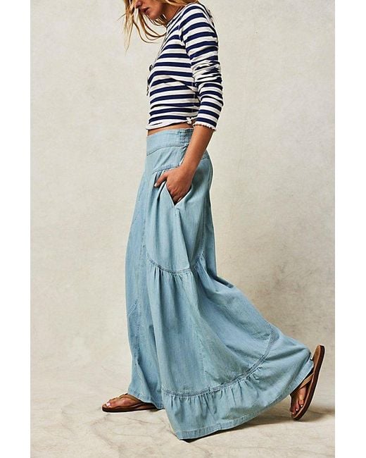 Free People Blue Dawn On Me Wide-leg Jeans At Free People In Moonlit, Size: Xs