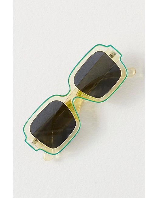 Free People Multicolor Shadow Side Square Sunglasses At In Lime