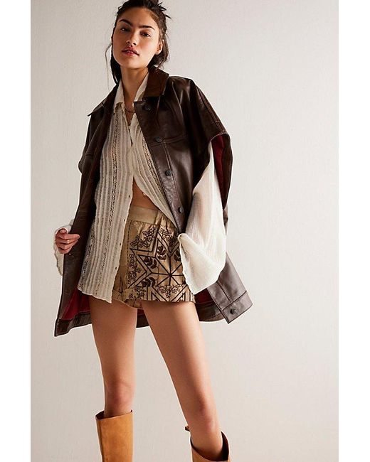 Free People Brown Westover Embroidered Shorts