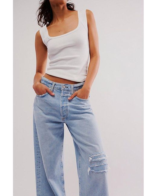 Citizens of Humanity Blue Pina Low-rise Baggy Crop Jeans
