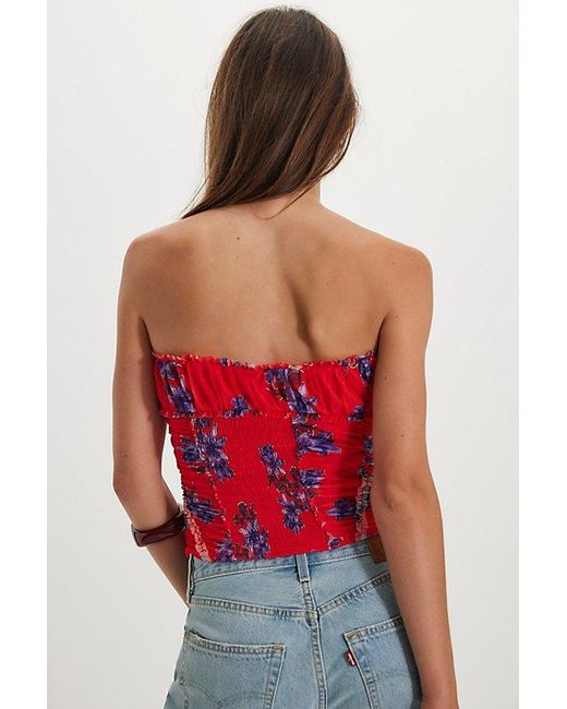Free People Red Scottie Printed Tube Top