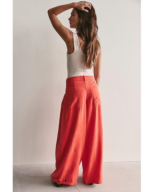 Free People Red About It Baggy Linen Trousers