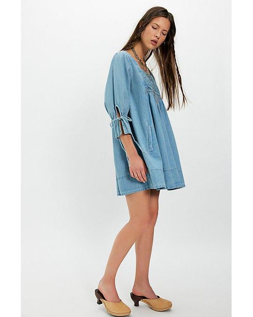 Jean Dress Hannah Mini Denim Dress In Light Indigo Free People Jean Dress Hannah Mini Denim Dress In Light Indigo Free People