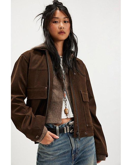 Free People Brown Blair Vegan Suede Jacket