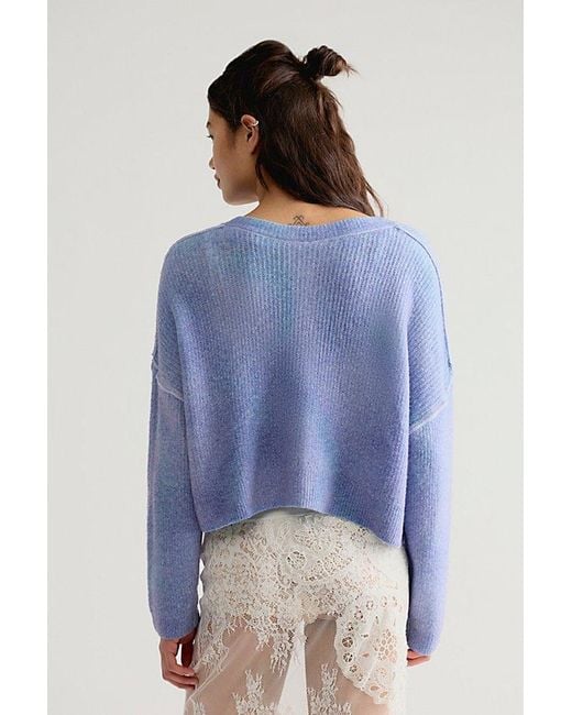 Free People Blue Ottilie Softspun Ribbed Knit Cardi