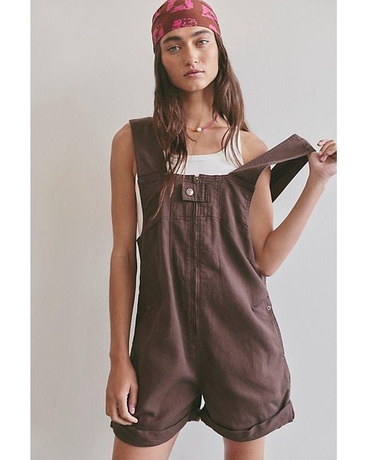 Free People Brown Jude Shortalls
