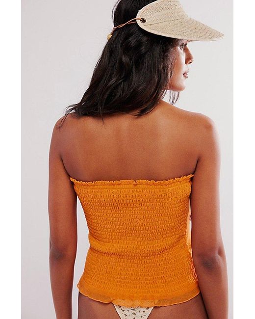 Free People Orange Poppy Embroidered Tube Top