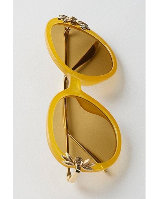 Free People Brown Ines Round Sunglasses