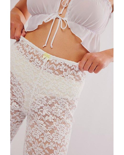 Free People White All Day Lace Capris