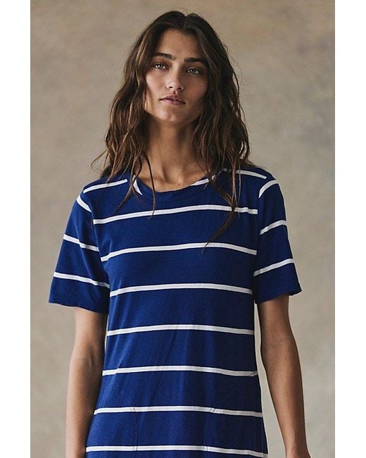 free-est Blue Sleek And Striped Cotton-Jersey Maxi Dress By