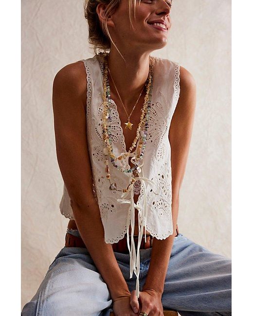 Free People Brown Single Strand Beaded Necklace