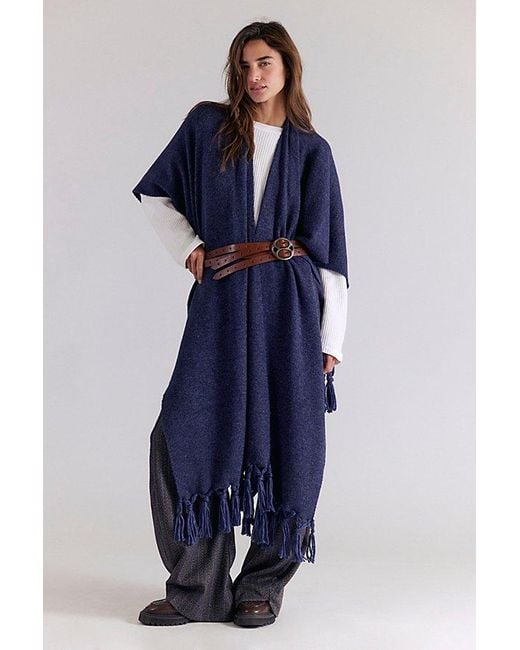 Free People Blue Blanket Duster Wrap Top