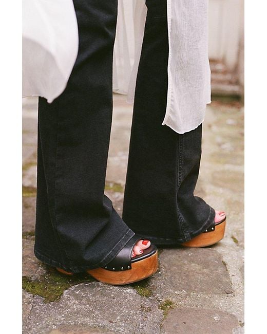 Free People Brown Front Row Wrap Clogs