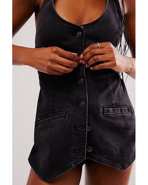 Free People Black Counter Culture Micro Playsuit