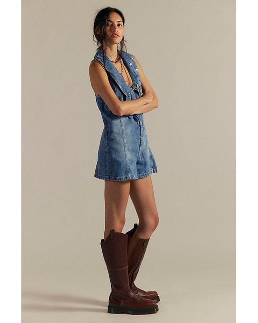 Free People Blue Dover Playsuit