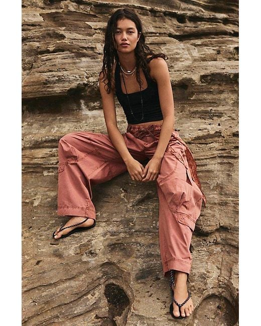 Free People Brown Onset Pull-On Cargo Pants