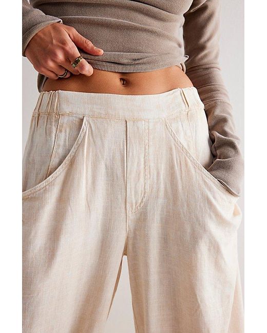 Free People Natural High Road Pull-on Barrel Pants At In Birch, Size: Large