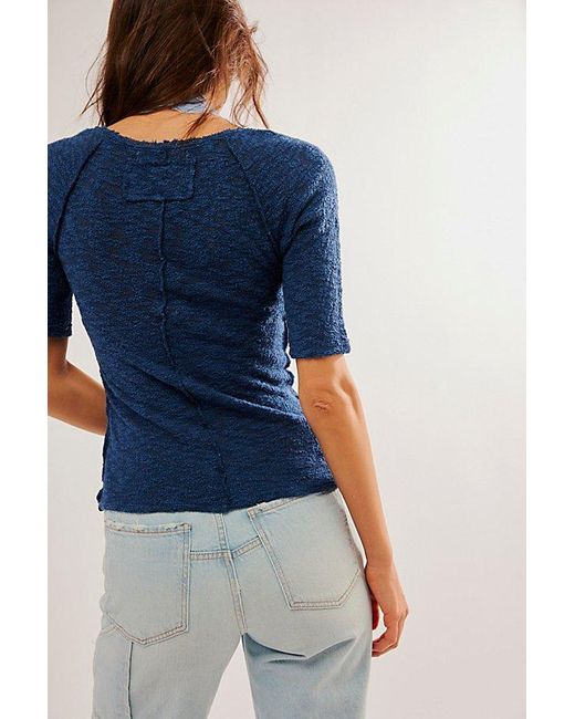 Free People Blue Francis Tee At Free People In Midnight Rain, Size: Small