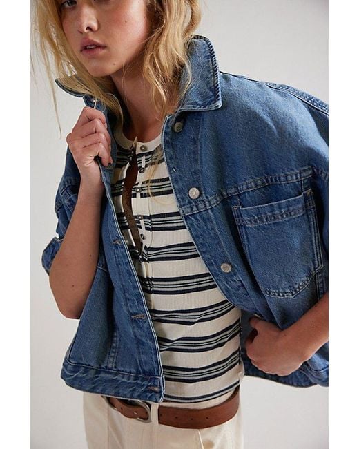 Free People Blue We The Free Opal Swing Denim Jacket